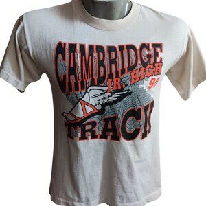 Small Vintage Mens T-shirt Single Stitch 1990s Cambridge Nebraska Jr. High Track